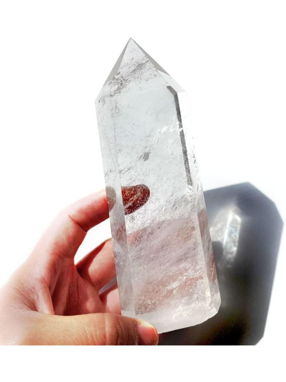 Large Clear Quartz Point Lemurian Seed Crystal Obelisk for Healing & Home Decor